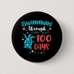 Schildkrötenmeer schwimmen durch 100 Tage Schultee Button