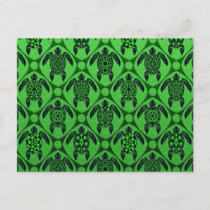 Schildkrötenmuster Grün und Schwarzes Meer Postkarte