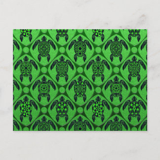 Schildkrötenmuster Grün und Schwarzes Meer Postkarte