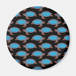 Schildkrötenmuster Hellblau auf Schwarz Magnet