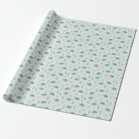 Schildkrötenmuster mit Meerespflanzen Geschenkpapier (Ungerollt)