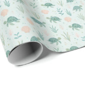 Schildkrötenmuster mit Meerespflanzen Geschenkpapier (Rolleneckpunkt)