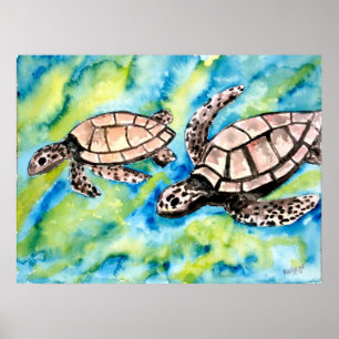 Schildkrötenpaare Liebe Art Poster Druck