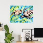 Schildkrötenpaare Liebe Art Poster Druck (Heimbüro)