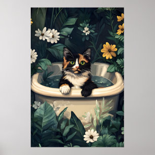 Schildkrötenpanther In Badewanne Poster, Lustiger Poster
