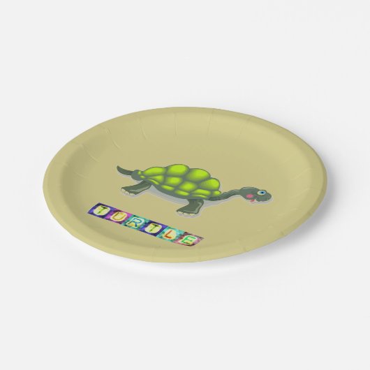 Schildkrötenpapier Pappteller (Schrägansicht)