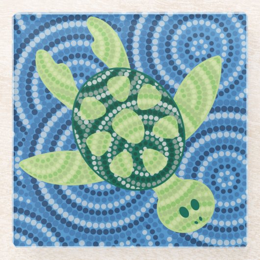 Schildkrötenpunktmalerei Glasuntersetzer (Vorderseite)