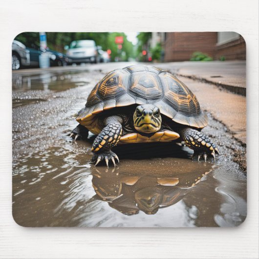 Schildkrötenreflektion in Puddel Mousepad (Vorne)