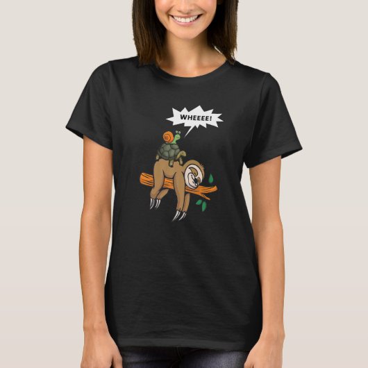 Schildkrötenreiten mit Lazy Sloths Animal Graphic T-Shirt (Vorderseite)