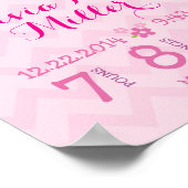 Schildkrötenrosa Ankündigung Personalisierter Gebu Poster (Ecke)