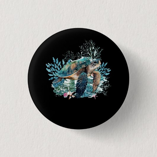 Schildkrötensee Ozean Wildfauna Button (Vorderseite)