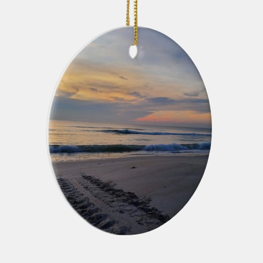 Schildkrötenspuren bei Sonnenaufgang Keramik Ornament (Rechts)