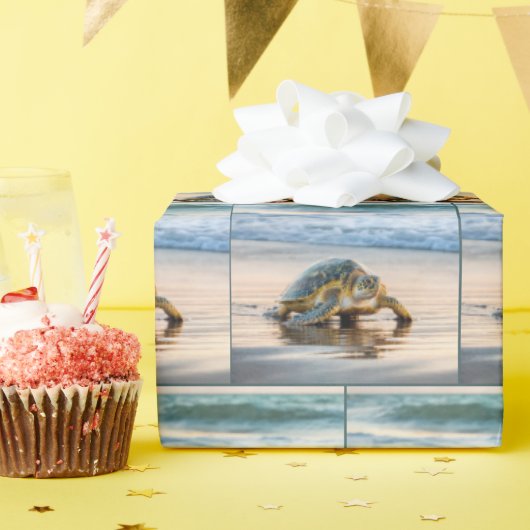 Schildkrötenwanderung auf dem Nassstrand Geschenkpapier (Geburtstagsparty)