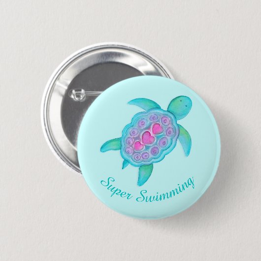 Schildkrötesuperschwimmen-Knopf-Abzeichen Button (Vorne & Hinten)