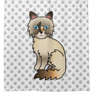 Schildpatt Birman / Ragdoll Katze & Pfoten Duschvorhang