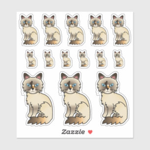Schildpatt Birman / Ragdoll Süße Cartoon-Katzen Aufkleber