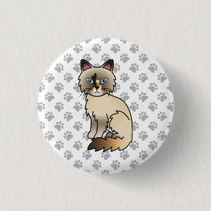 Schildpatt Birman / Ragdoll Süße Katze & Pfoten Button
