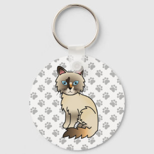 Schildpatt Birman / Ragdoll Süße Katze & Pfoten Schlüsselanhänger