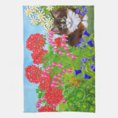 Schildpatt-Kätzchen im Garten-Geschirrtuch Handtuch (Vertikal)