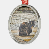 Schildpatt-Katze Ornament Aus Metall (Links)