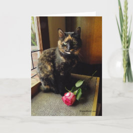 Schildpatt-Katzen-und Rosen-Gruß-Karte Karte