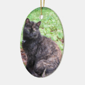 Schildpatt-schwarze Katzen-Garten Keramikornament (Links)