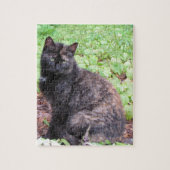 Schildpatt-schwarze Katzen-Garten Puzzle (Vertikal)