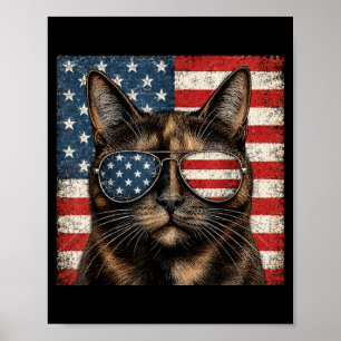 Schildpattkatze 4. Juli Amerikanische Flagge Poster