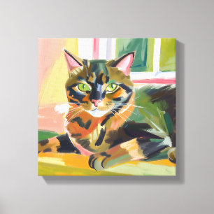 Schildpattkatze   Schöne Katzenmalerei Leinwanddruck