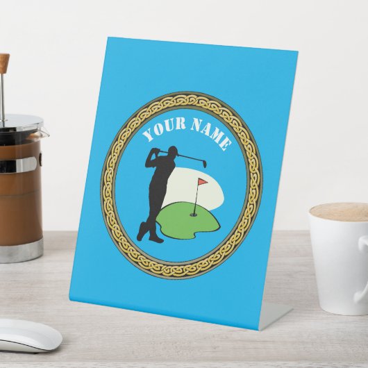 Schilfgolf - Name hinzufügen - Golfer Sockelschild (In SItu)