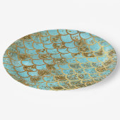 Schillernde blaue pappteller (Schrägansicht)