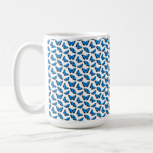 Schillernde Blaue Schmetterlinge Schwarzer Kaffeeb Kaffeetasse
