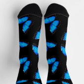 Schillernde blaue Schmetterlinge Socken mit schwar (Oben)