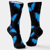 Schillernde blaue Schmetterlinge Socken mit schwar (Gewinkelt)