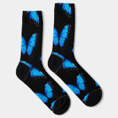 Schillernde blaue Schmetterlinge Socken mit schwar (Rechts)