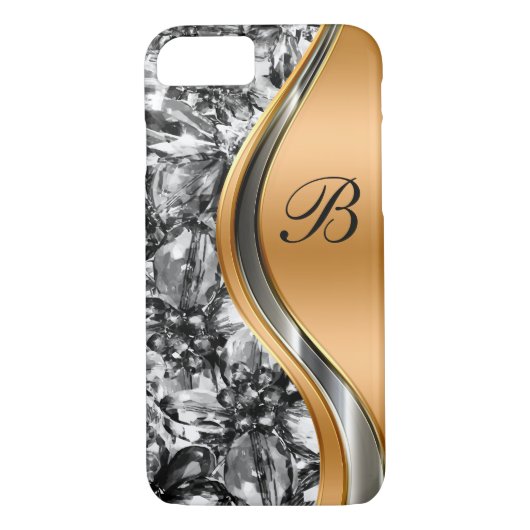 Schillernde Bling Monogramm-Art Case-Mate iPhone Hülle (Rückseite)