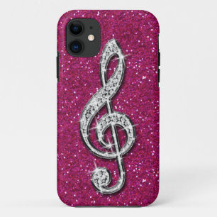 Schillernde funkelnd Diamant-Musik-Druckanmerkung iPhone 11 Hülle