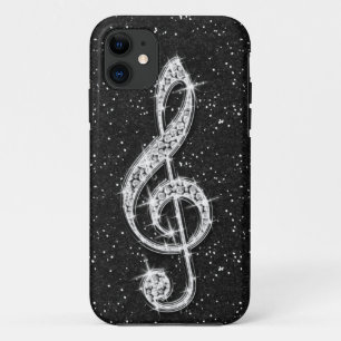 Schillernde funkelnd Diamant-Musik-Druckanmerkung iPhone 11 Hülle