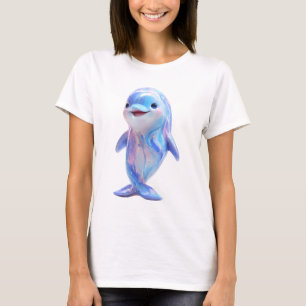 Schillernde Galaxie Wirbel lächelnde Delfin Frauen T-Shirt