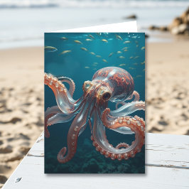 Schillernde Glas-Oktopus-Kunst | Geburtstag des Eh Karte