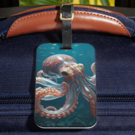 Schillernde Glas-Oktopus-Kunst | Tiefseetiere Gepäckanhänger