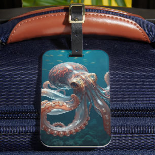 Schillernde Glas-Oktopus-Kunst Tiefseetiere Gepäckanhänger