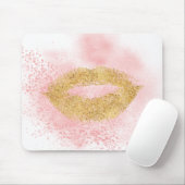 Schillernde Goldlippenrosa Confetti-Kuss Mousepad (Mit Mouse)