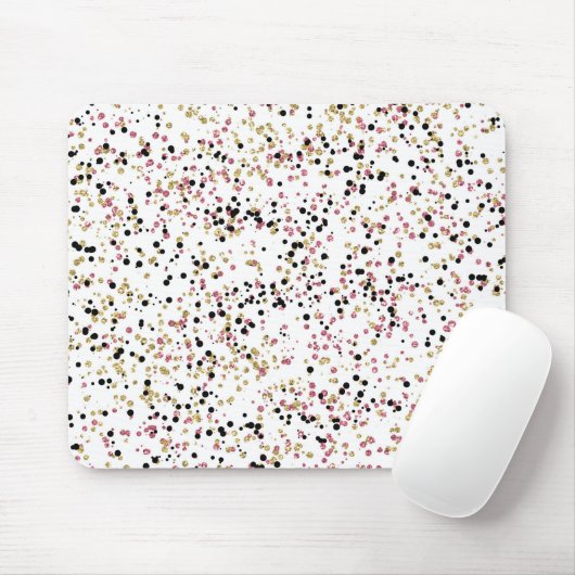 Schillernde Goldrosa-Schwarzesconfetti-Punkte Mousepad (Mit Mouse)