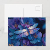 Schillernde Libelle Farbige Blumen Postkarte (Vorne/Hinten)