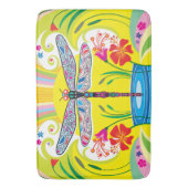 Schillernde Libelle und Wildblumen Badematte (Vorderseite Vertikal)