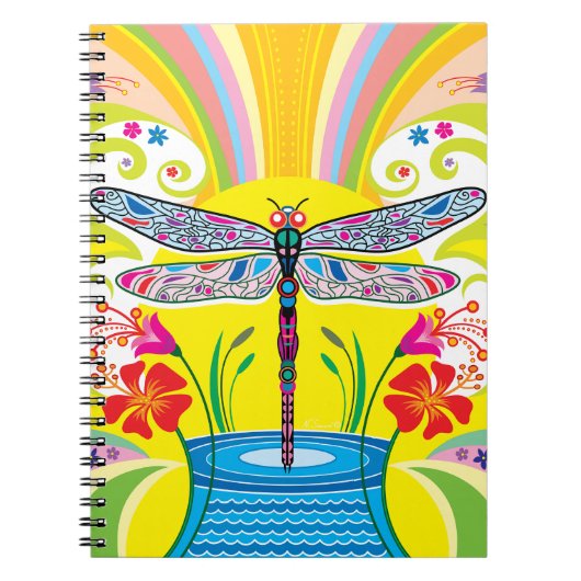 Schillernde Libelle und Wildblumen Notizblock (Vorderseite)