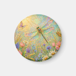 Schillernde Libellenwiese mit Schmetterling Magnet