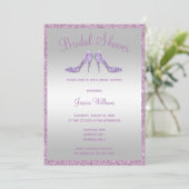 Schillernde lila Sequins u. Stilett-Brautparty Einladung (Stehend Vorderseite)