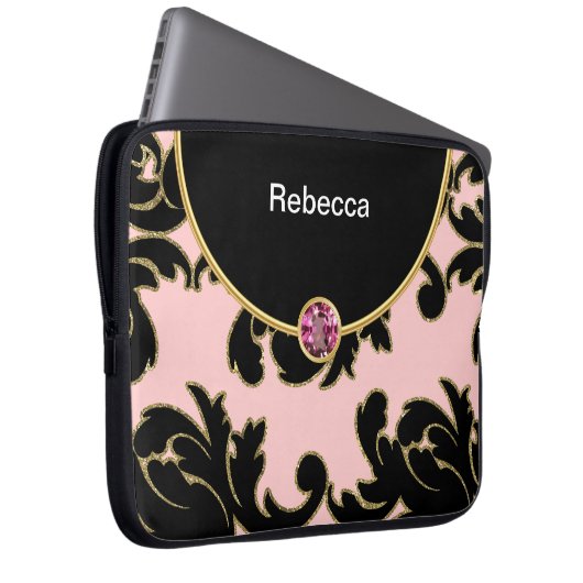 Schillernde Monogramm-Laptop-Hülse Laptopschutzhülle (Vorne Rechts)